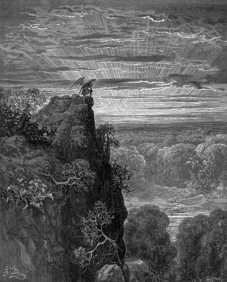 Gustave Doré — engraving of Satan looking upon Paradise